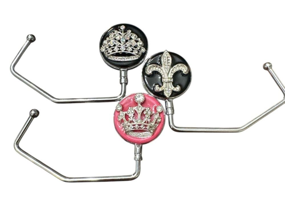 SPRING STREET DESIGN SET OF 3 CRYSTAL HANDBAG HOLDERS PURSE HOOKS NEW GIFT
